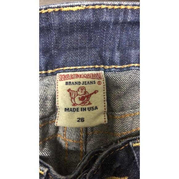 True Religion World Tour Woman Billy 26x32 Dark Wash Straight Low Rise - Picture 4 of 7